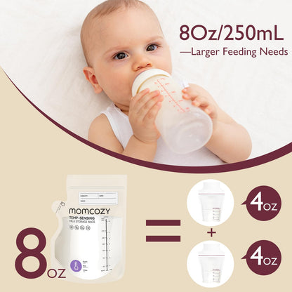 Momcozy Breastmilk Storing Bags, Temp-Sensing Breastfeeding, 6oz 120pcs