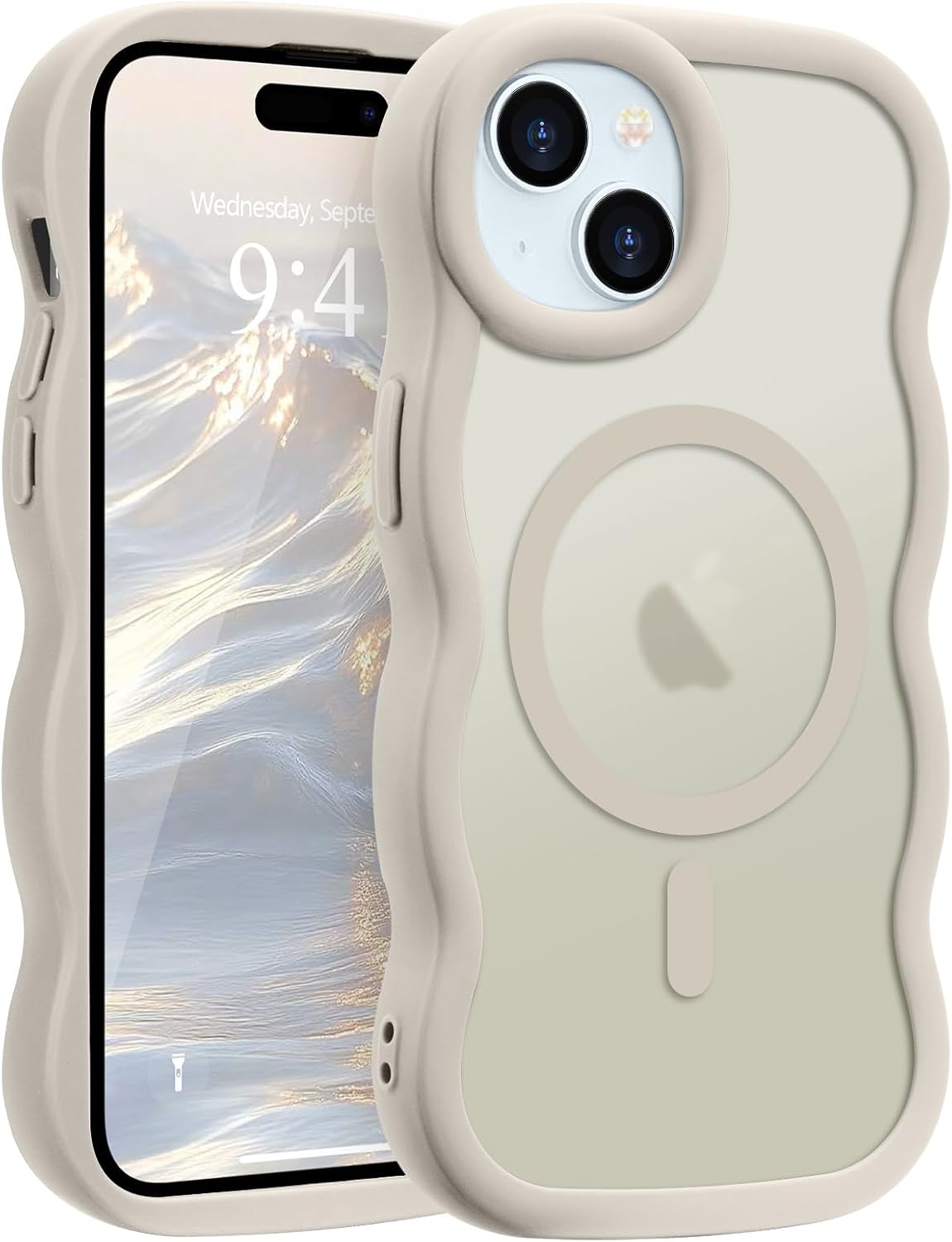 Pepmune for iPhone 16 Pro Max Case Curly Wavy Frame Translucent, Burgundy