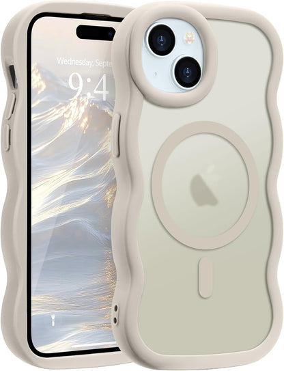 Pepmune for iPhone 16 Pro Max Case Curly Wavy Frame Translucent, Burgundy