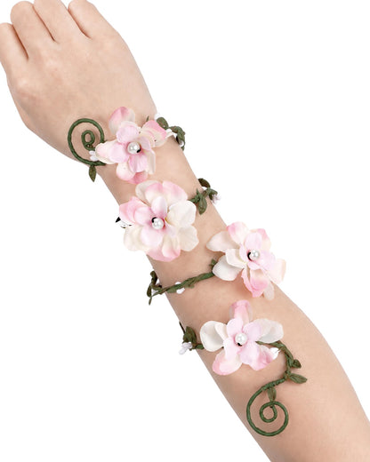 FRESHME Renaissance Fairy Floral Arm Wrap - 1 PC Elf Bracelet Forest Mother Nature Costume Renfaire Cosplay Fairy Accessories