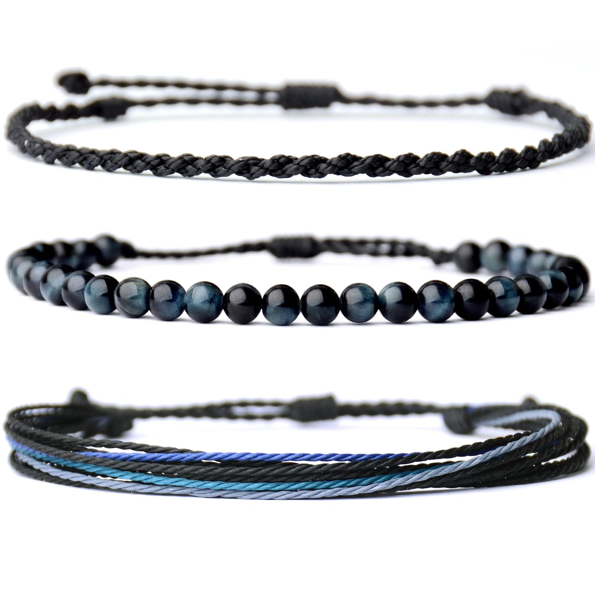 Mezcla Vida Handmade Natural Stone Beaded Healing Bracelet Gift for Men Adjustable Rope String Bracelet