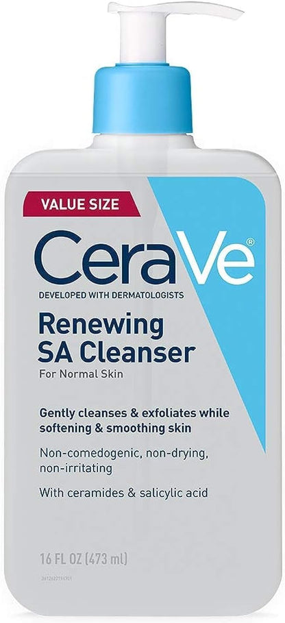 CeraVe Renewing Salicylic Acid Cleanser, Gentle Exfoliating Face Wash, 16oz