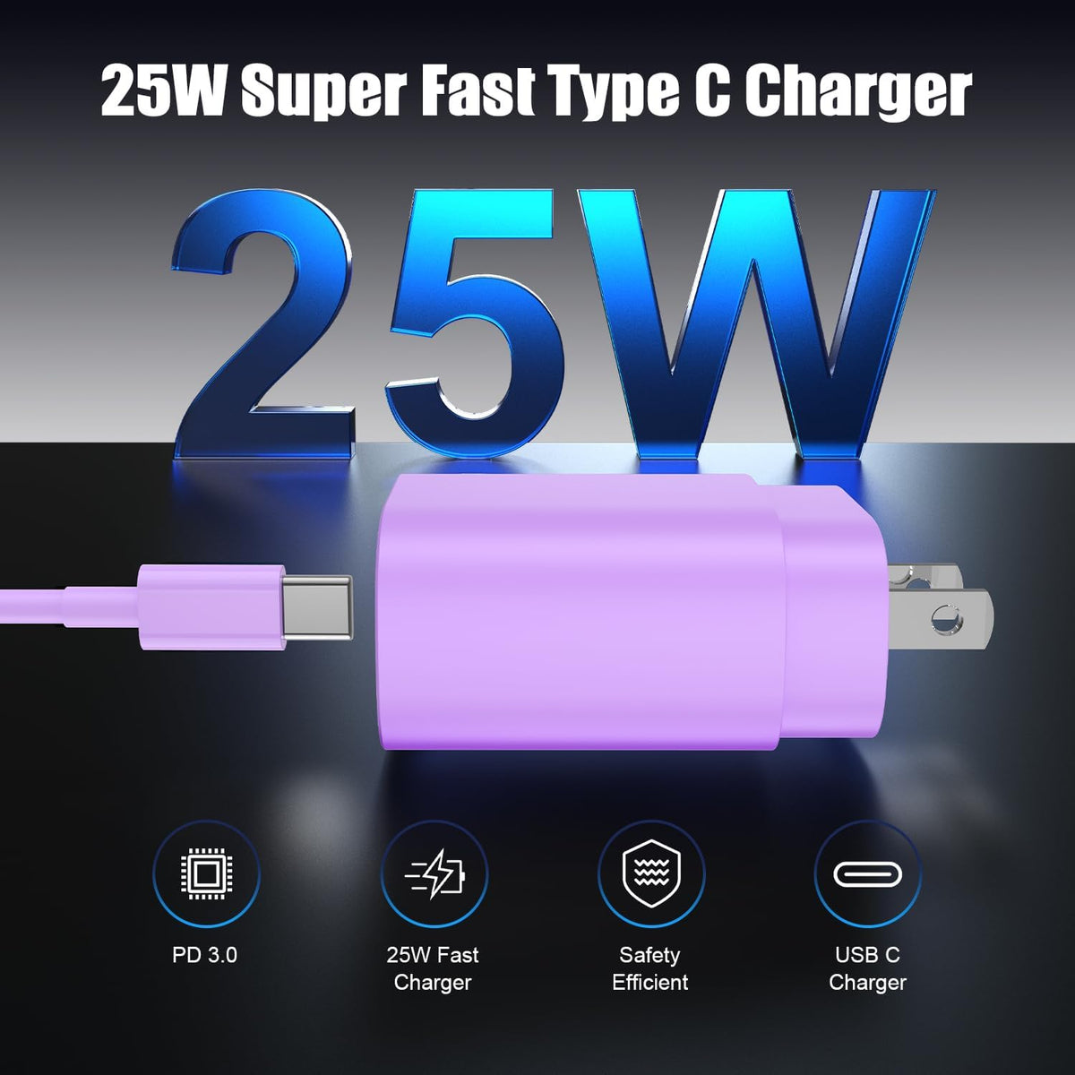 Type C Charger Fast Charging,4Pack 25W Super USB C Fast Charger Block