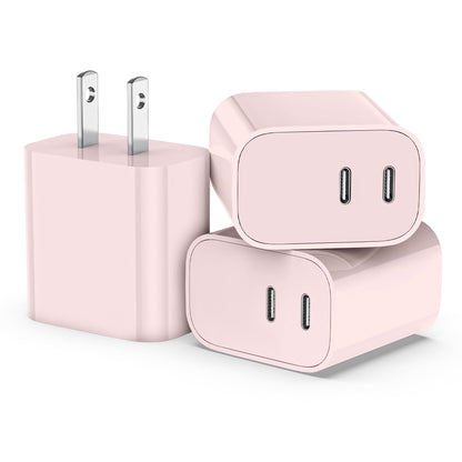 USB C Charger Block 3 Pack, Dual Port 20W Fast Wall Plug
