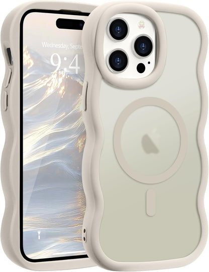 Pepmune for iPhone 16 Pro Max Case Curly Wavy Frame Translucent, Burgundy