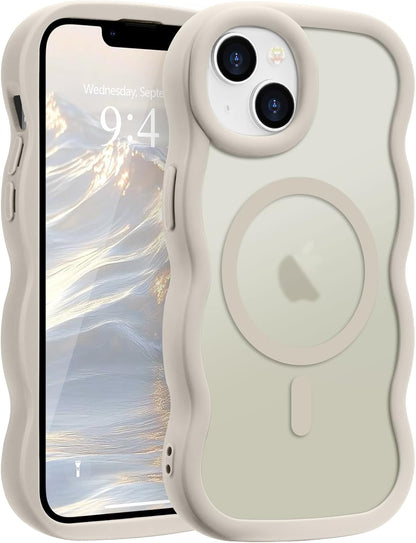 Pepmune for iPhone 16 Pro Max Case Curly Wavy Frame Translucent, Burgundy