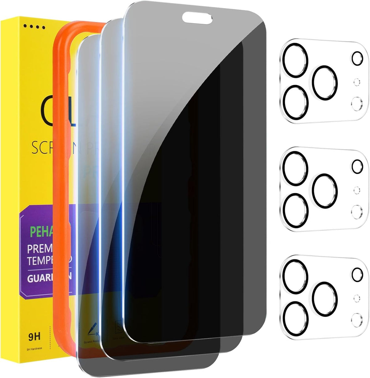 PEHAEL for iPhone 18 Pro Privacy Screen Protector+Camera Lens Protector