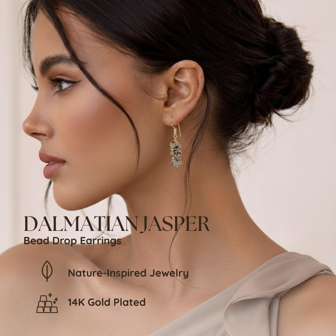Gempires Beaded Gemstone Dangle Earrings for Women, Boho Gold Birthstone