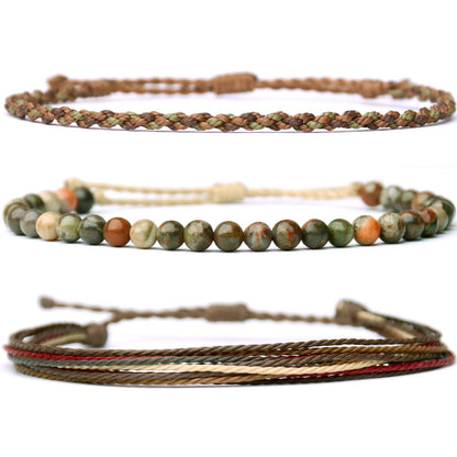 Mezcla Vida Handmade Natural Stone Beaded Healing Bracelet Gift for Men Adjustable Rope String Bracelet