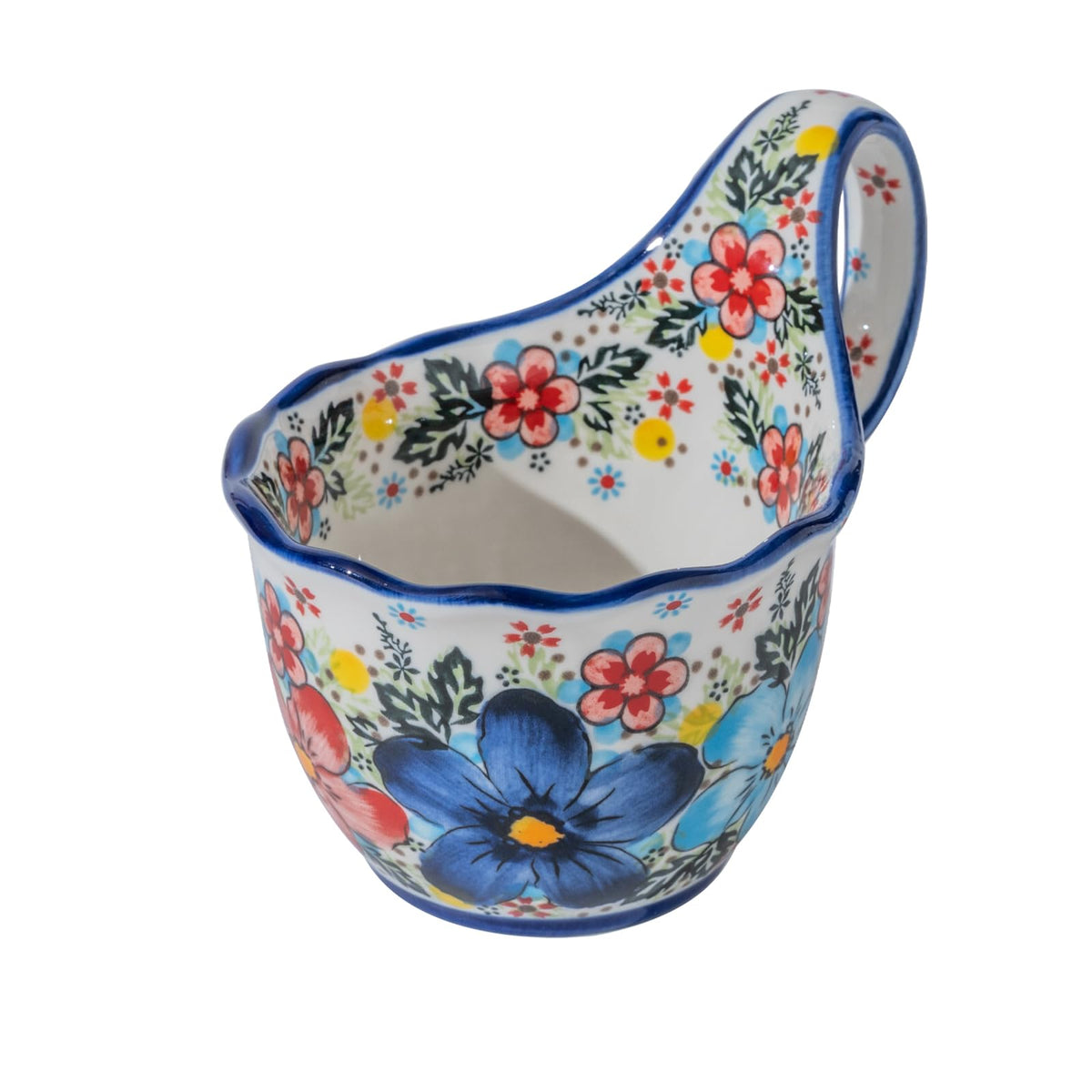 ALMA Handpainted Soup Bowl with Large Loop Handle,Easier Secure Grip