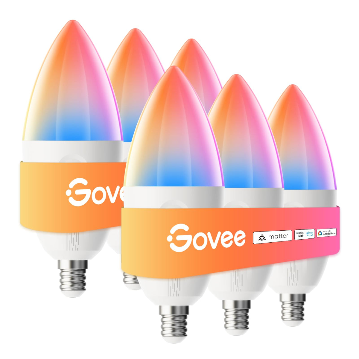 Govee E12 Led Bulb, Color Changing Candelabra Bulbs 450 LM, 80 CRI, 4 Pack