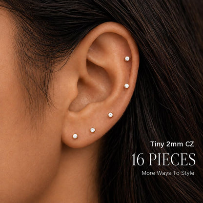 10 Pairs Small Stud Earrings for Women Hypoallergenic Multiple Piercings