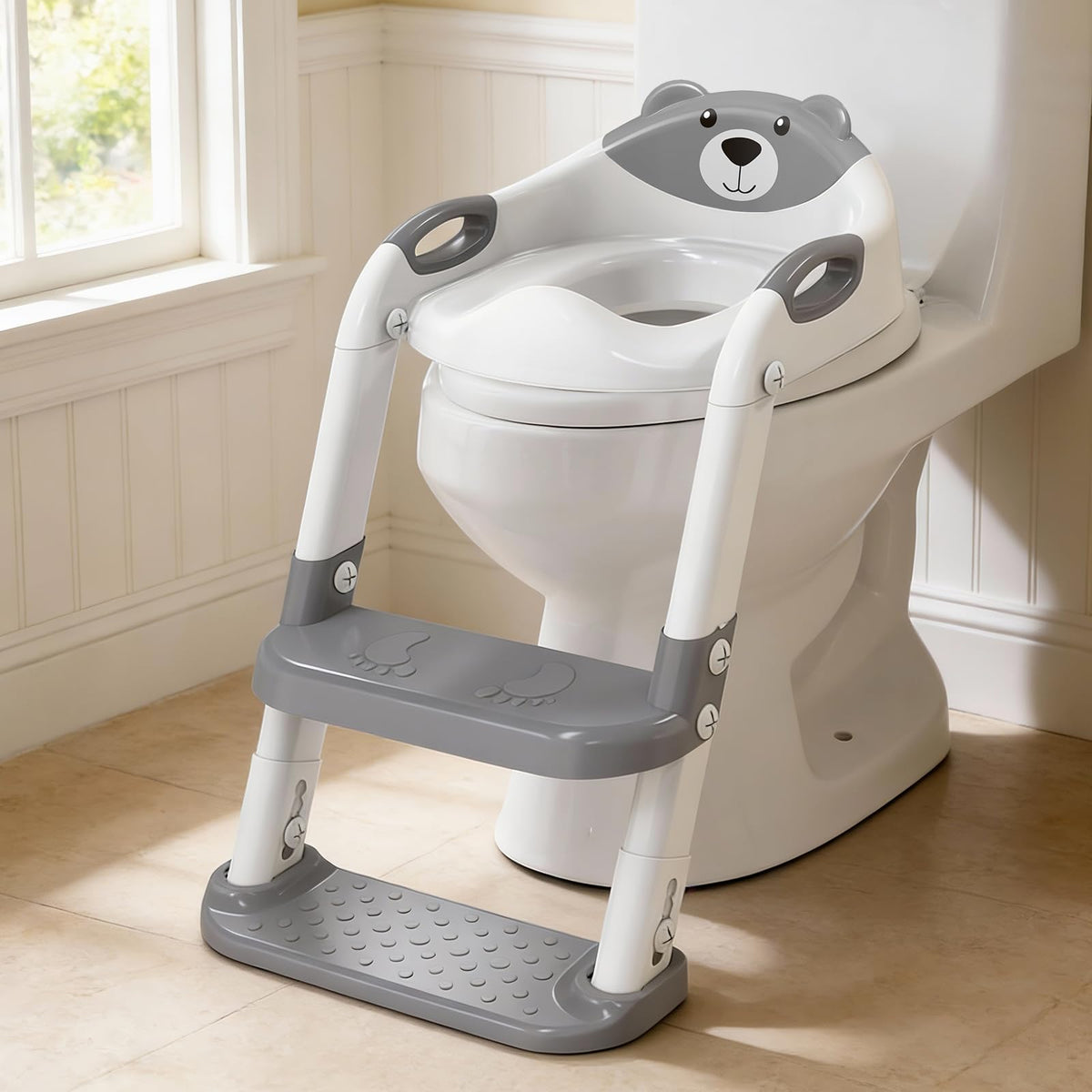 Potty Training Toilet for Toddlers, 2-in-1 Potty Training seat, Anti-Slip (Chocolate, Bear)