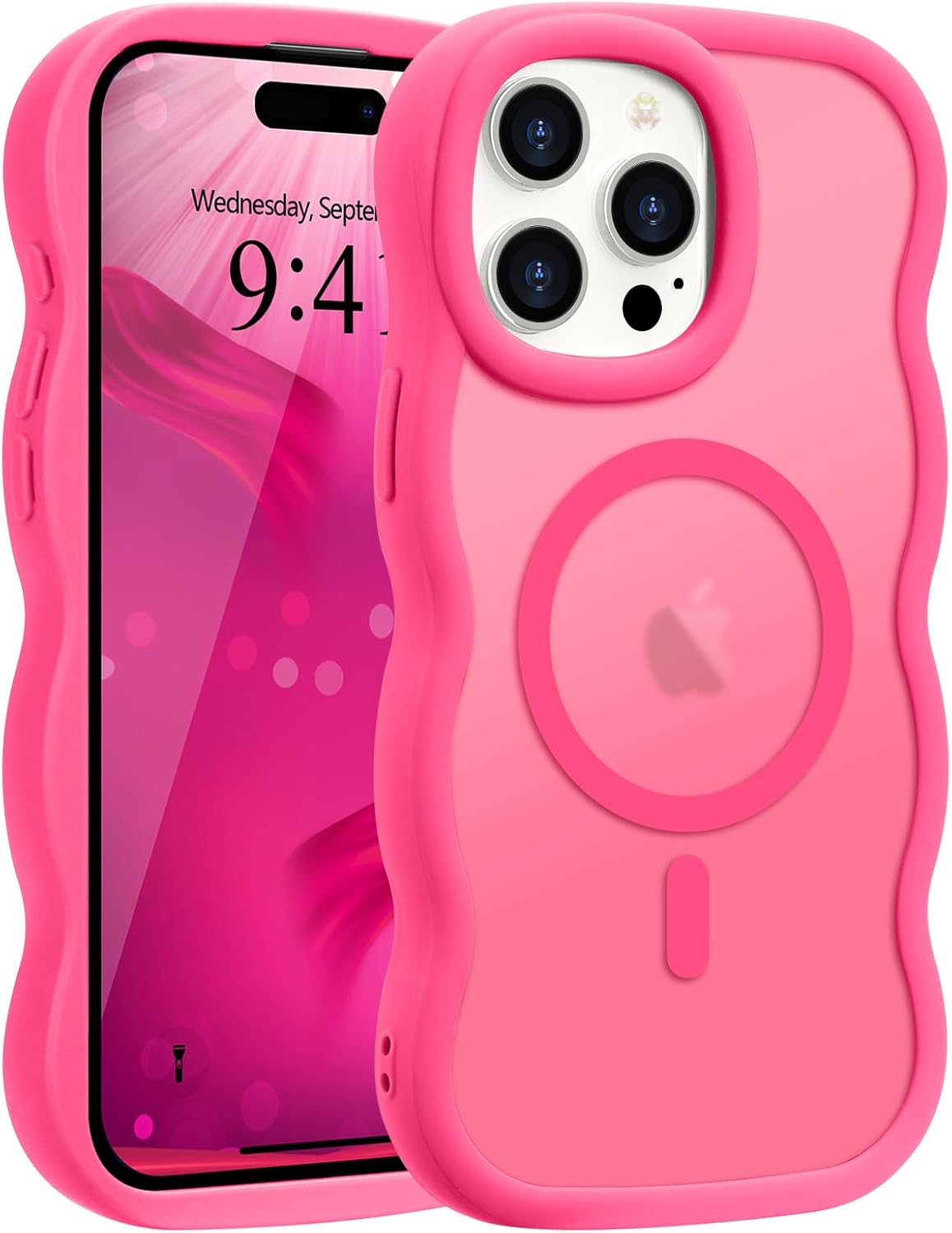 Pepmune for iPhone 16 Pro Max Case Curly Wavy Frame Translucent, Burgundy