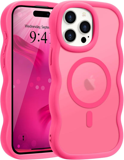 Pepmune for iPhone 16 Pro Max Case Curly Wavy Frame Translucent, Burgundy