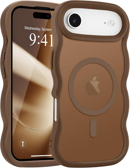 Pepmune for iPhone 16 Pro Max Case Curly Wavy Frame Translucent, Burgundy