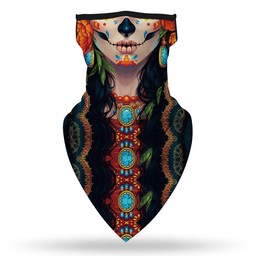 YAYOUREL Neck Gaiter Face Mask Bandanas for Men Women UV Face Scarf Cover Ear Loop Hole Facemask for Fishing Running Cycling