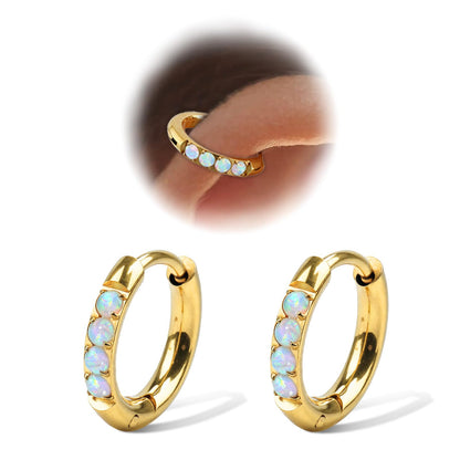 1Pair 316L Surgical Steel Opal Small Hoop Earrings for Women Hypoallergenic Medical Grade Lightweight For Cartilage Helix Daith Tragus Lobe Piercing Jewelry