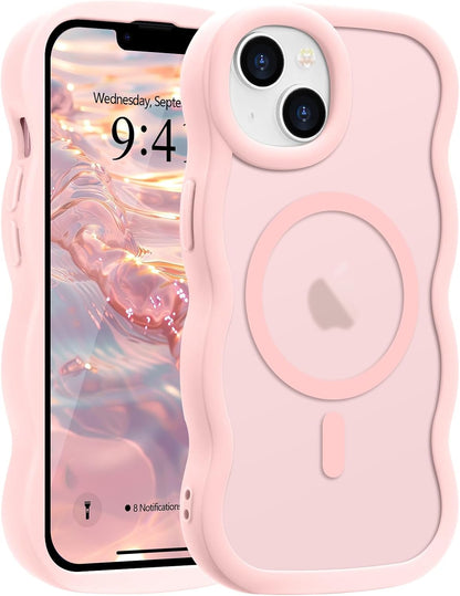 Pepmune for iPhone 16 Pro Max Case Curly Wavy Frame Translucent, Burgundy