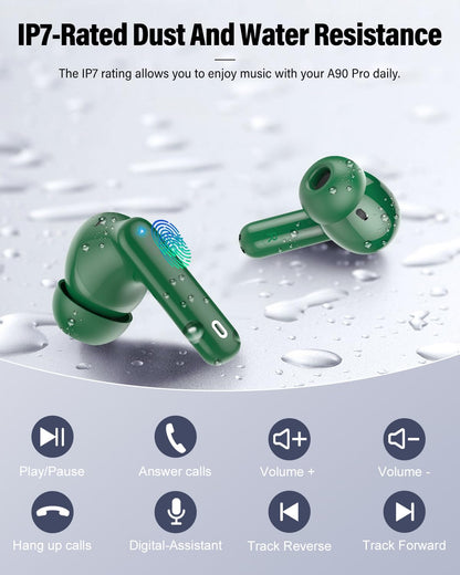Wireless Earbuds, Bluetooth 5.4 Headphones Bass Stereo/Clear Call,Rose Gold
