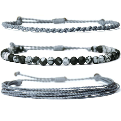 Mezcla Vida Handmade Natural Stone Beaded Healing Bracelet Gift for Men Adjustable Rope String Bracelet