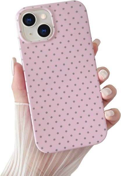 Yeddabox for iPhone 15 Case Cute Polka Dot Phone Case Soft TPU Slim Shockproof Phone Cover for Women Girls, Blue
