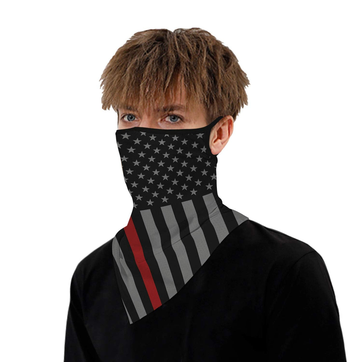 YAYOUREL Neck Gaiter Face Mask Bandanas for Men Women UV Face Scarf Cover Ear Loop Hole Facemask for Fishing Running Cycling