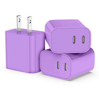 USB C Charger Block 3 Pack, Dual Port 20W Fast Wall Plug