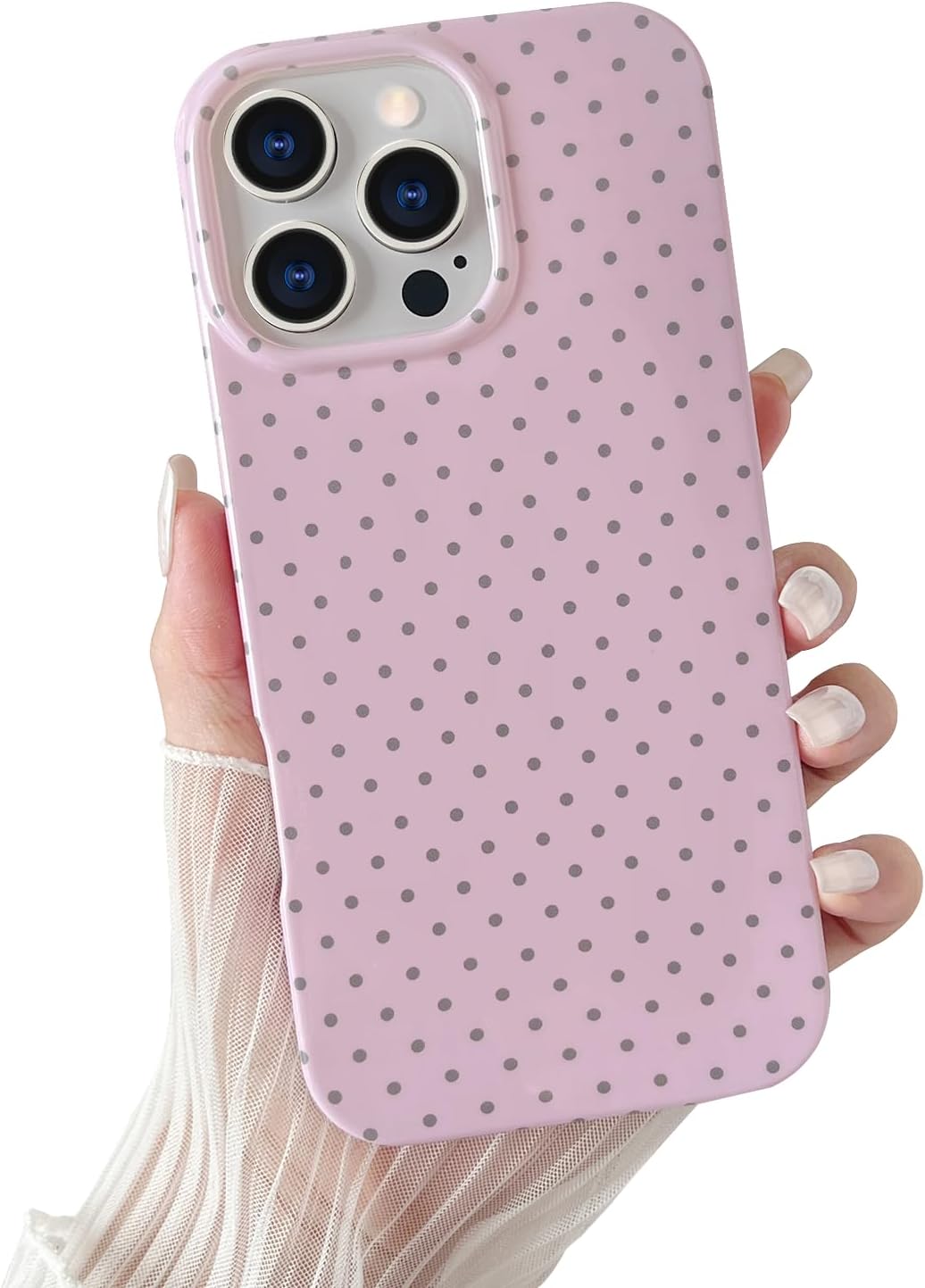 Yeddabox for iPhone 15 Case Cute Polka Dot Phone Case Soft TPU Slim Shockproof Phone Cover for Women Girls, Blue