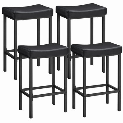 HOOBRO Bar Stools, Set of 2 Bar Chairs, Counter Height Stools, Saddle Barstools with Curved Surface, 24.8 Inches, 2.4" Thick Upholstery, for Kitchen, Dining Room, Cafe Black BB10BY01