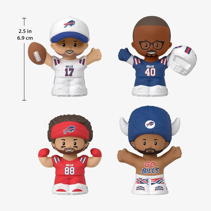 Bills Little People Collector 4 Pack Figure Set Featuring Josh Allen, Von Miller and Dawson Knox Plus One Super Fan