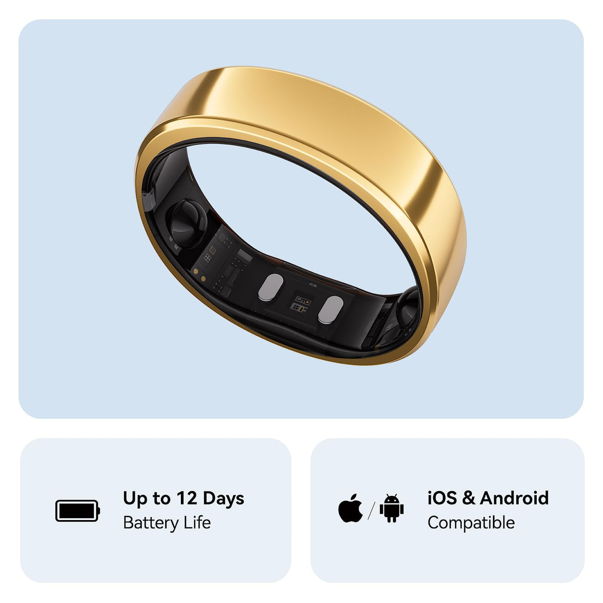 RingConn Gen 2 Smart Ring - Sleep Apnea Monitoring(Black, Size 9)