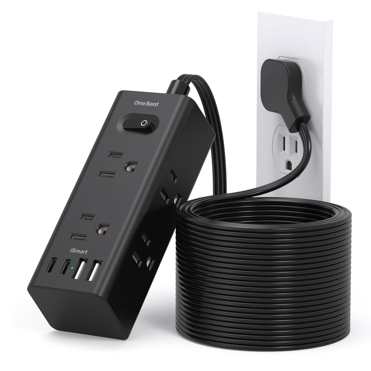 One Beat 5Ft Extension Cord with Multiple Outlets,Flat Plug Power Strip