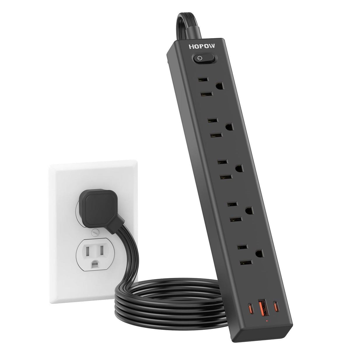 5 Outlets 2 Prong Power Strip with 3USB, 6FT Extension Cord for Old House