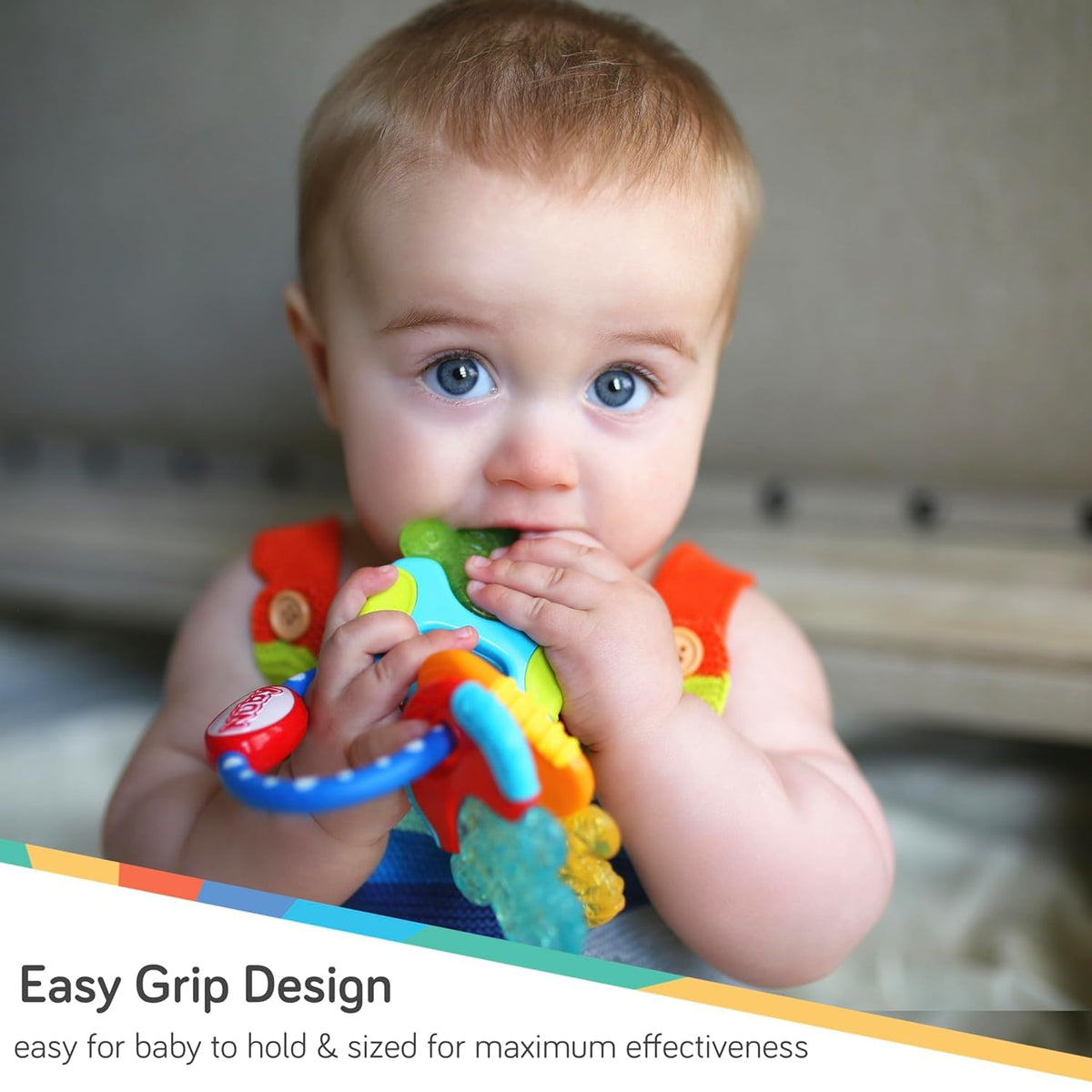 Nuby Ice Gel Teether Keys for Babies, Soft Teething Toy, Blue, 3M+