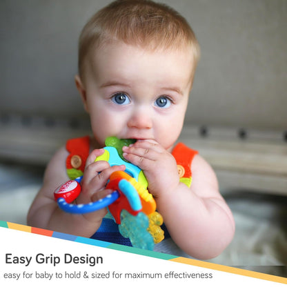 Nuby Ice Gel Teether Keys for Babies, Soft Teething Toy, Blue, 3M+