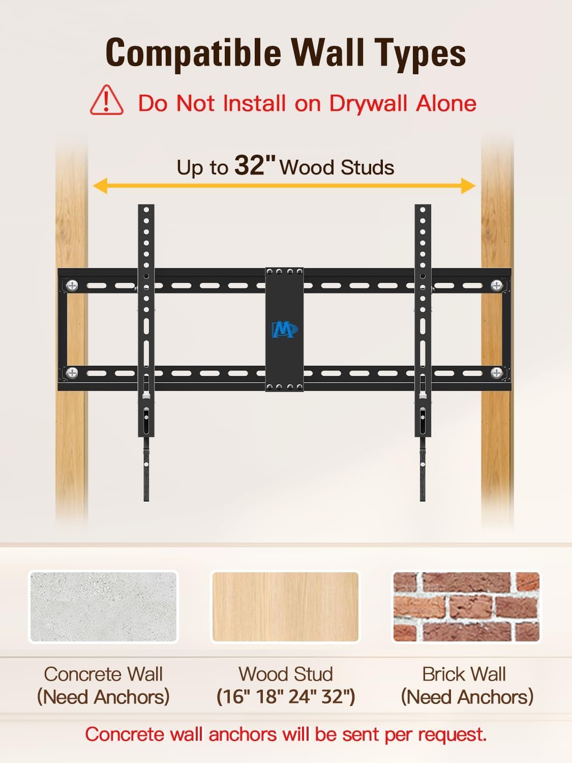 Mounting Dream TV Wall Mount for 42-86 Inch TVs, Tilting TV Mount Bracket