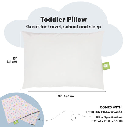 Toddler Pillow with Pillowcase 13x18 My Little Dreamy Pillow(Jolly Rainbow)