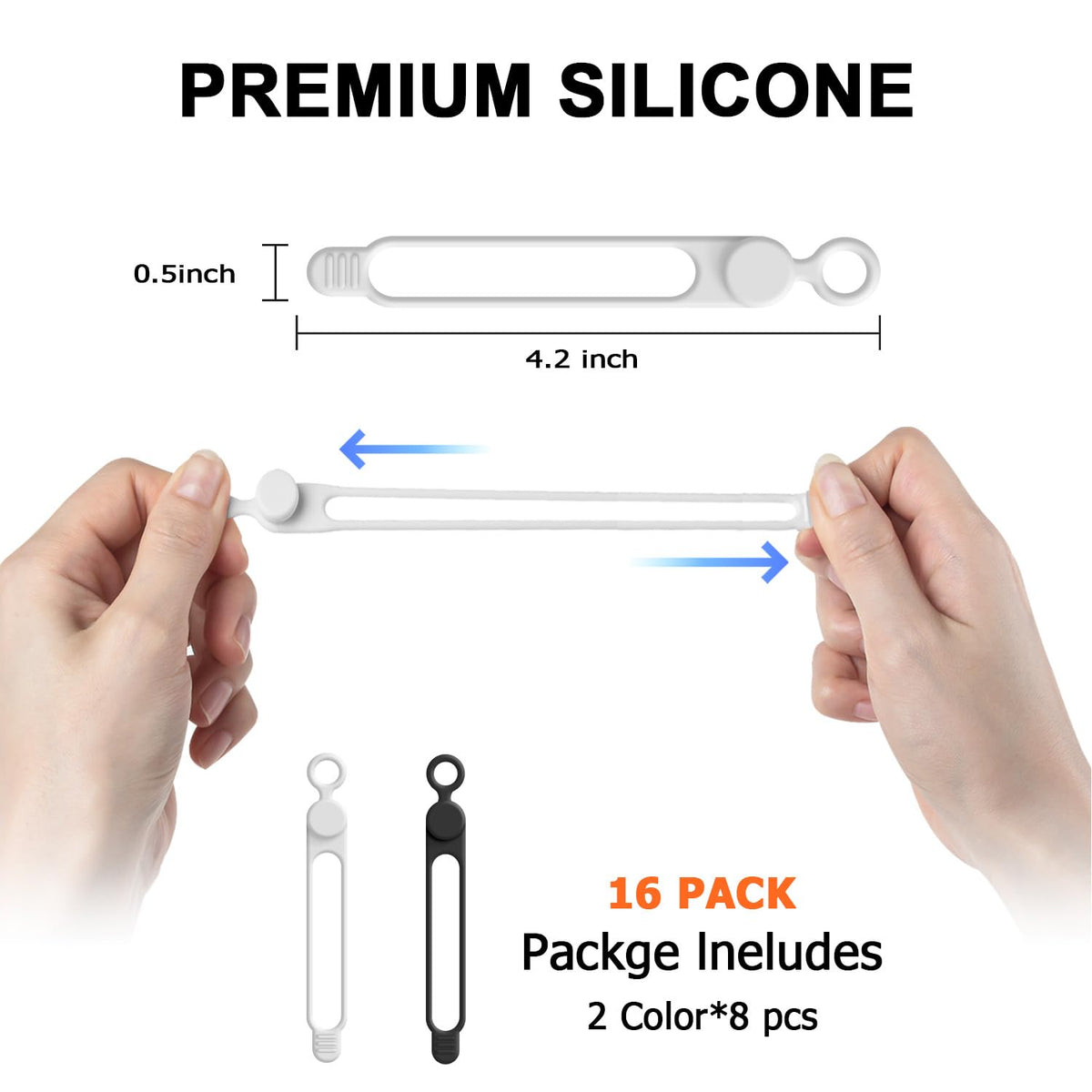 Silicone Cable Ties, Cord Organizer Cable Management,2Sizes-Grey