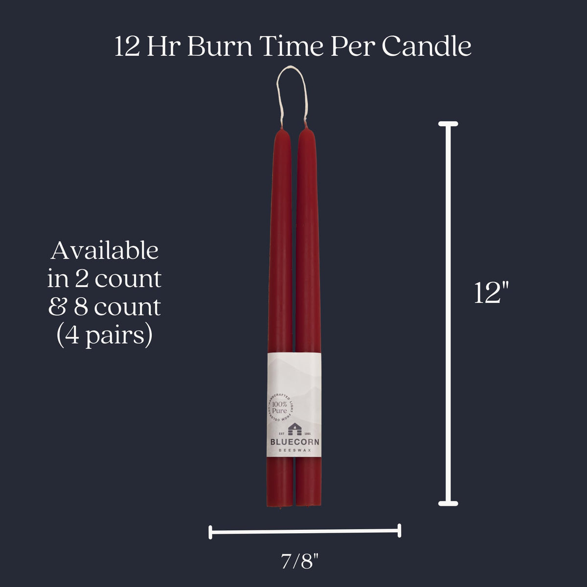 Taper Candles, 12 Inch Terracotta, 2 Count