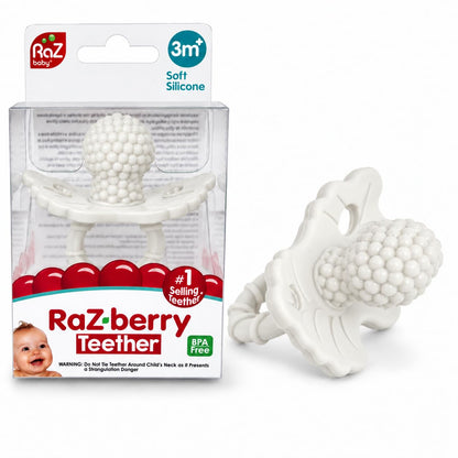 RaZbaby RaZberry Silicone Teether Pacifier – Teething Relief for Infants, Food-Grade, Hands & BPA Free, Natural Berrybumps Fruit Texture for Sensory Development, Freezable, 2-Pack - Lavender & Pink