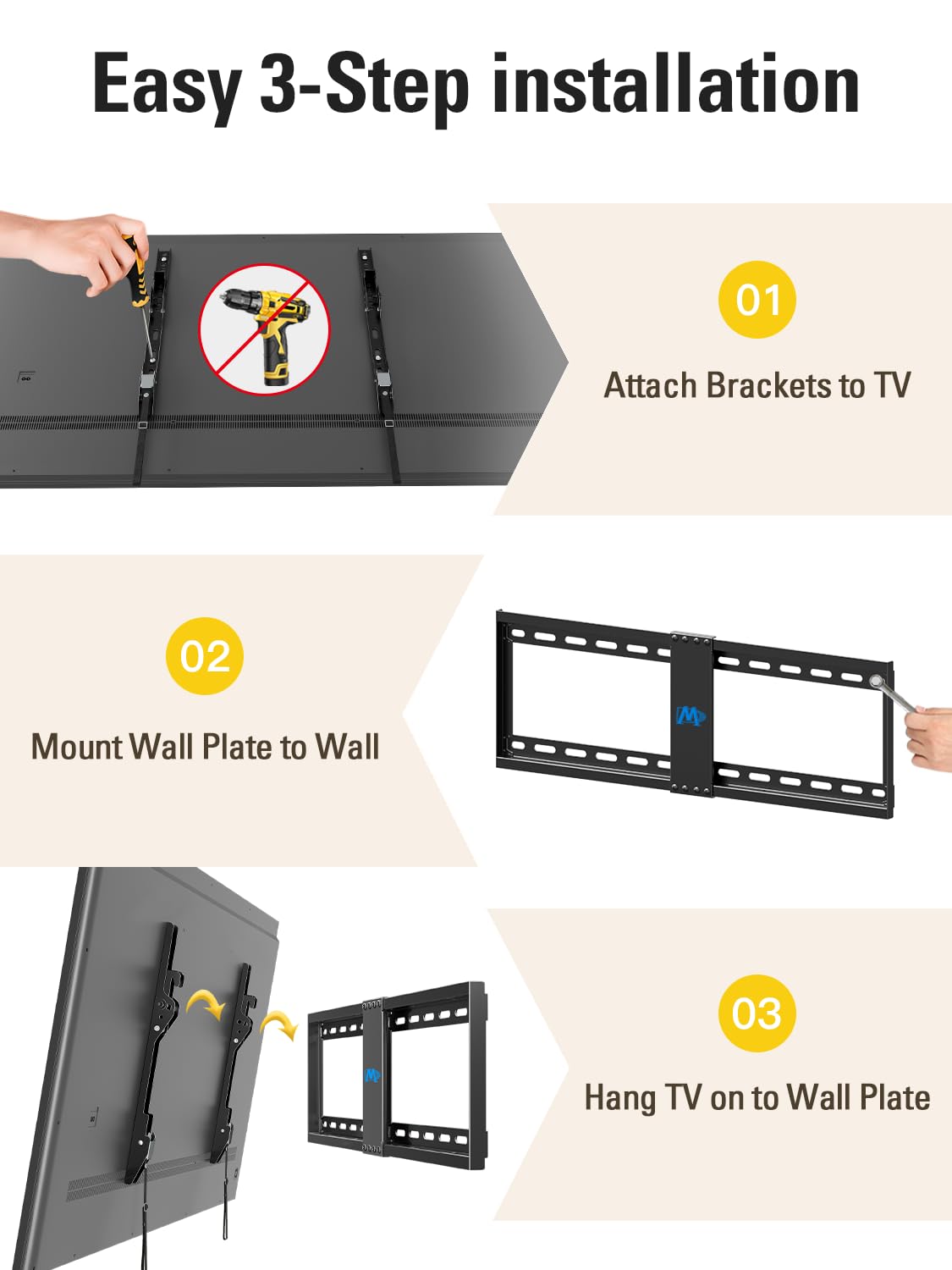 Mounting Dream TV Wall Mount for 42-86 Inch TVs, Tilting TV Mount Bracket