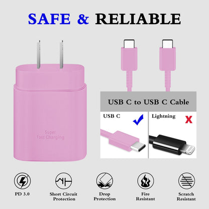 Type C Charger Fast Charging 2-Pack 25W Long 6FT USB C Cable