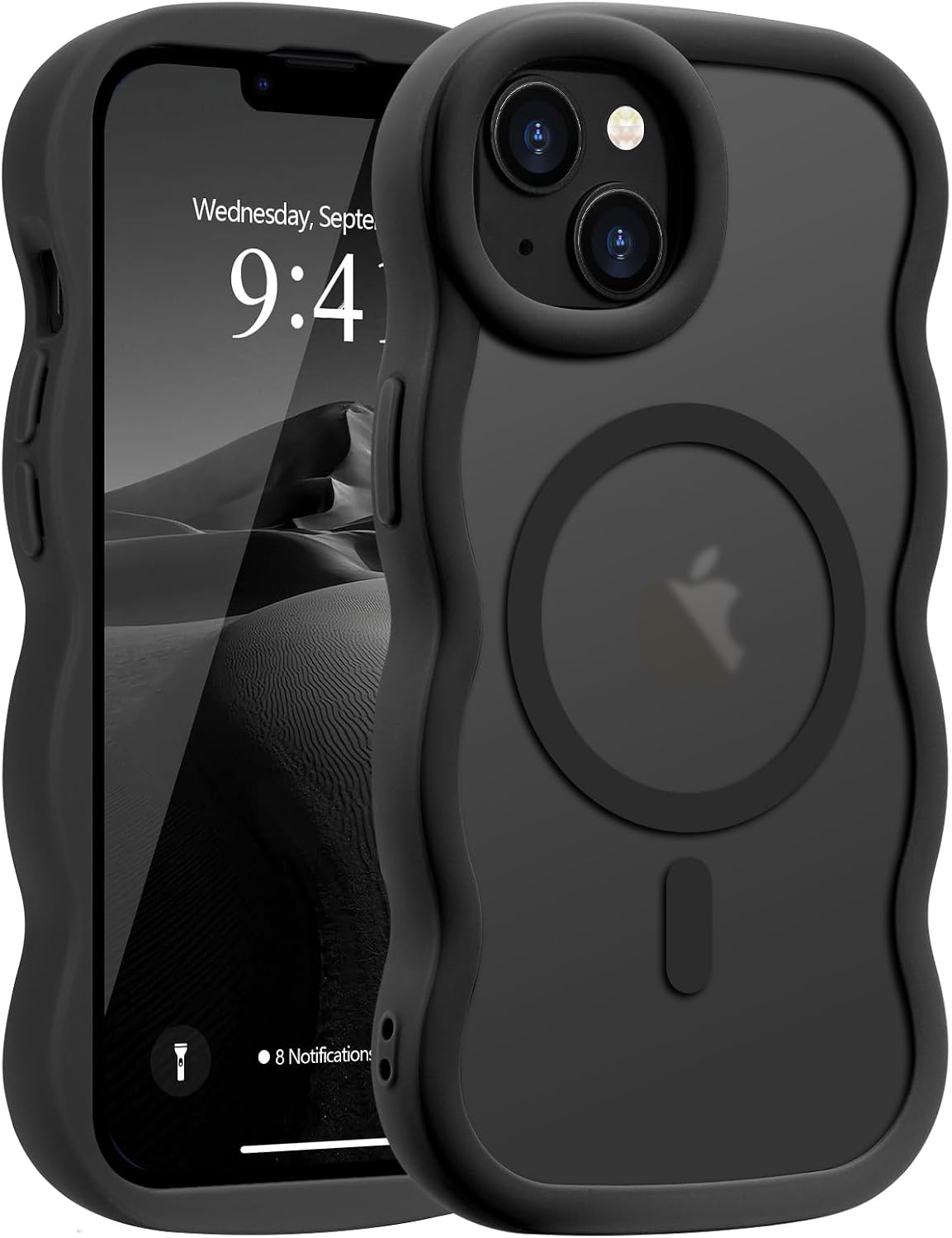 Pepmune for iPhone 16 Pro Max Case Curly Wavy Frame Translucent, Burgundy