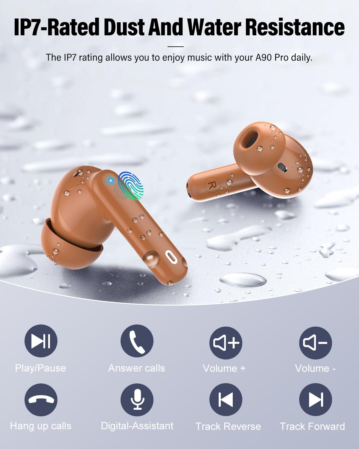 Wireless Earbuds, Bluetooth 5.4 Headphones Bass Stereo/Clear Call,Rose Gold