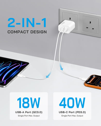 [4 Pack] 20W USB C Charger Block Fast Charging Multiport Adapter