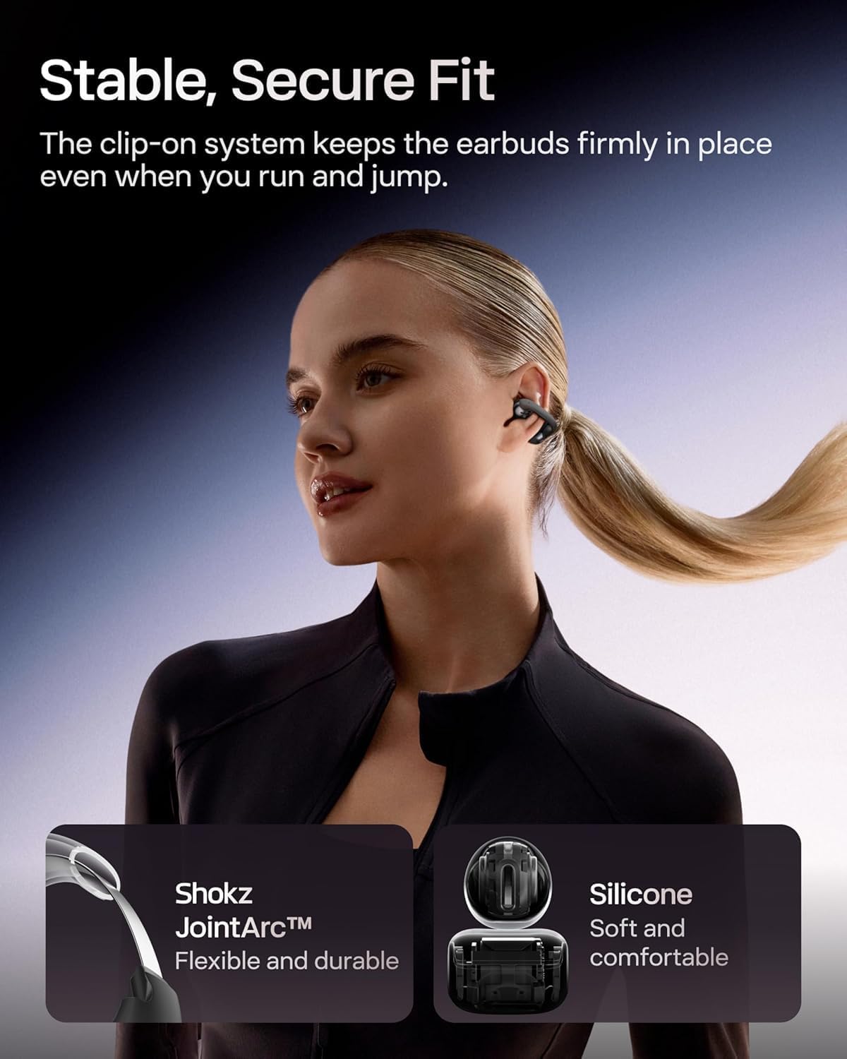 SHOKZ OpenDots ONE (Black) Open Ear Headphones Gym Bag for Sports, Workout & Travel, Black