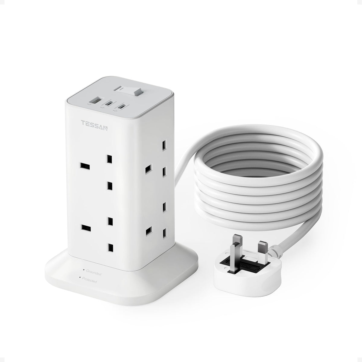 TESSAN Tower Extension Lead 5M with USB C Slots