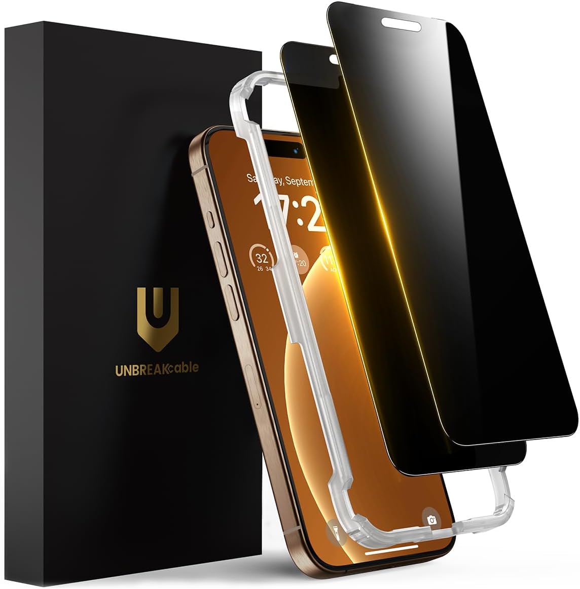UNBREAKcable Privacy Screen Protector for iPhone 15, Full Coverage