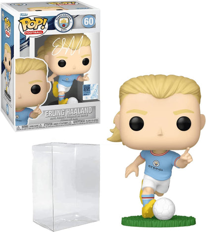 Erling Haaland #60 Facsimile Signed Reprint Laser Autographed Funko POP! Soccer Manchester City Figurine with Protector Case